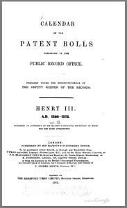 Calendar of the Patent Rolls preserved in the Public Record Office: Henry III 1266–1272